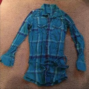 Nollie Plaid Belted Woven Tunic